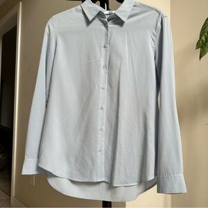 3/$12 ❤️ Uniqlo Blue Rayon Dress Shirt Long Sleeves Blouse Size S